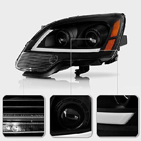 ACANII - For [Halogen Model] 2007-2012 GMC Acadia Black LED Tube Projector Headlights Headlamps Pair Set Left+Rightの画像