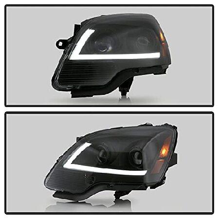 ACANII - For [Halogen Model] 2007-2012 GMC Acadia Black LED Tube Projector Headlights Headlamps Pair Set Left+Rightの画像