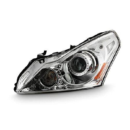 AKKON - 2010-2013 G37 / 2011-2012 G25 / 2015 Q40 セダン 4ドア [HID/キセノンタイプ] プロジェクター クローム ヘッドライト ドライバー 左側の画像