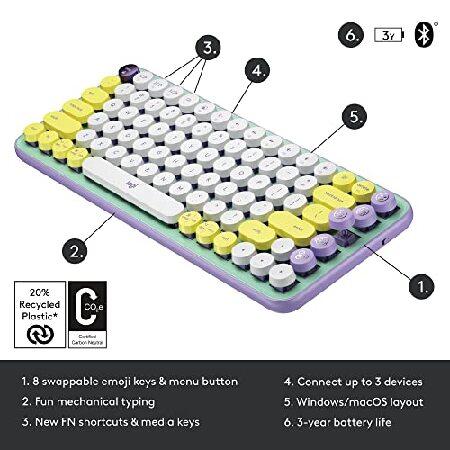 Logitech POP Keys Mechanical Wireless Keyboard with Customizable Emoji , Durable Compact Design, Bluetooth or USB Connectivity, Multi-Device, OS Compa｜rest｜06