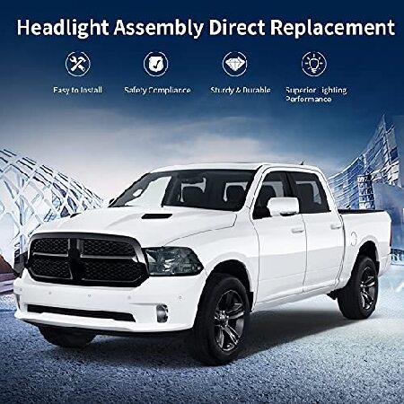 AUTOSAVER88 Headlights Assembly Compatible with 2009-2018 Dodge Ram 1500 / 10-18 Dodge Ram 2500 3500 / 19-22 Ram 1500 Classic Headlamp Replacement Smoの画像