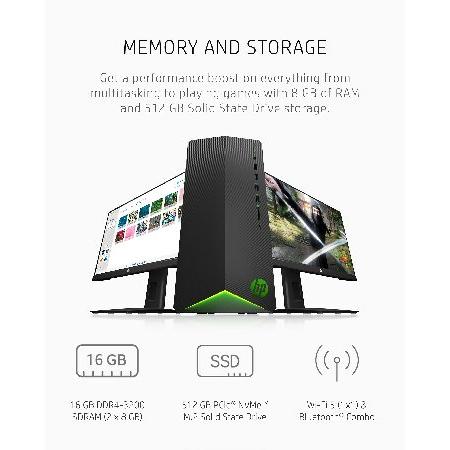 割引特売 HP GM Pavilion Gaming Desktop - AMD Ryzen 7 Processor， NVIDIA Graphics - 16 GB RAM， 512 GB Storage - 1 USB-C， 8 USB-A - Easy Expansion ＆ Upgrades- OM