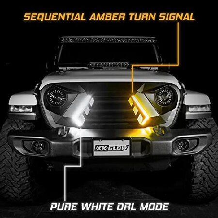 XKCHROME LED Grill Kit with DRL Sequential Turn Signal for Jeep Wrangler JK_4