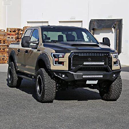 SPEC-D TUNING LED Light Bar Black Housing Clear Lens Projector Headlights Compatible with 2015-2017 Ford F150, Left + Right Pair Headlamps Assemblyの画像