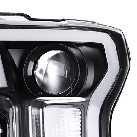 SPEC-D TUNING LED Light Bar Black Housing Clear Lens Projector Headlights Compatible with 2015-2017 Ford F150, Left + Right Pair Headlamps Assemblyの画像