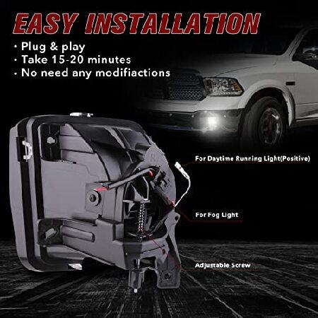 BICYACO Upgraded Led Fog Light with Daytime Running Lights for Dodge Ram 1500 2013 2014 2015 2016 2017 2018 Pickup 2019 Dodge Ram 1500 Classic Clear Bの画像