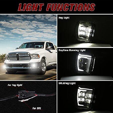 BICYACO Upgraded Led Fog Light with Daytime Running Lights for Dodge Ram 1500 2013 2014 2015 2016 2017 2018 Pickup 2019 Dodge Ram 1500 Classic Clear Bの画像
