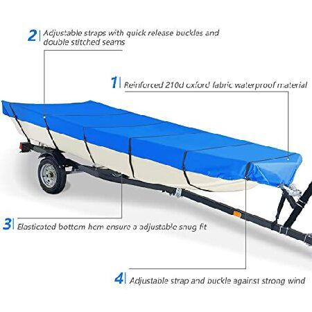 labwork Waterproof Heavy Duty 210D Boat Cover Trailerable Boat Cover Replacement for Jon Boat 12ft-18ft Long and Beam Width up to 75inch｜rest｜03