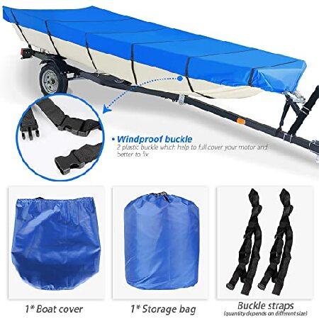 labwork Waterproof Heavy Duty 210D Boat Cover Trailerable Boat Cover Replacement for Jon Boat 12ft-18ft Long and Beam Width up to 75inch｜rest｜04