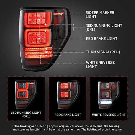 YUANZHENG LED Red Turn Singal Tail Lights Compatible For [ Ford F150 Pickup 2009-2014 ] With / Running Lights / Brake lights / Side marker light / Rev_1