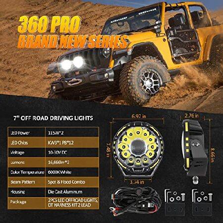 Round LED Offroad Lights， Auxbeam 7Inch 230W Round LED Driving Lights 33332LM LED Light Bar Bumper Lights Fog Light Pods Spot ＆ Flood Combo Work Ligh_5
