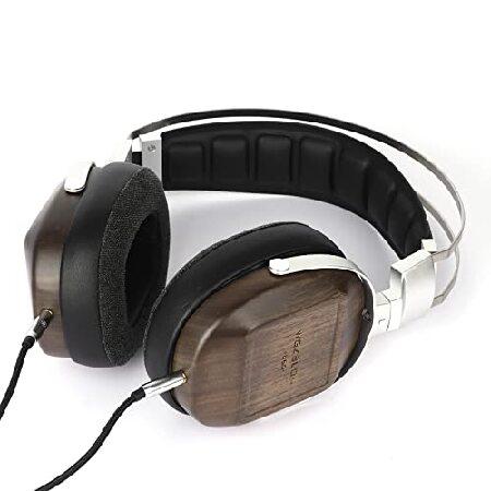 Linsoul BLON B60 50mm Beryllium-Coated Diaphragm HiFi Over-Ear Close-Back Headphone with Wooden Faceplate， Copper Cable， Stainless Leather Headband fo 