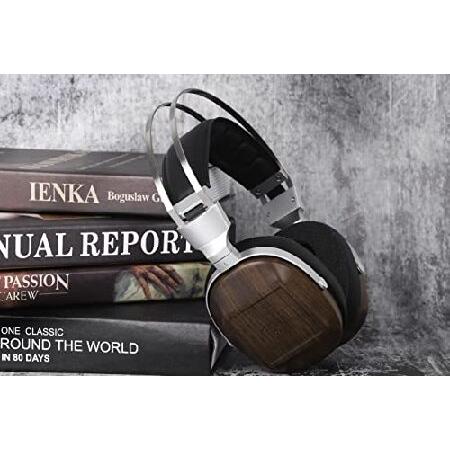 Linsoul BLON B60 50mm Beryllium-Coated Diaphragm HiFi Over-Ear Close-Back Headphone with Wooden Faceplate， Copper Cable， Stainless Leather Headband fo 