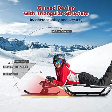 GYMAX Snow Sled, 54” Steerable Racer Ski Board with Heavy-Duty Steel Frame ＆ 2 Textured Grip Handles, Downhill Slider Board for Adults ＆ Teenagers｜rest｜04