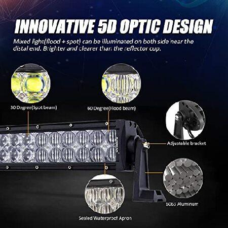Auxbeam 32 Inch 180W LED Light Bar, 5D Lens Work Light Off Road Driving Lights, 18000 Lumens Double Row Spot Flood Combo Fog Light with Wiring Harnessの画像