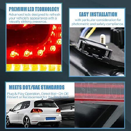 VLAND LED Tail lights Fit for 2010-2014 GOLF 6 MK6, Taill Lamp assembly with Sequential Turn Signal, Reverse Lights, LED DRL light, Red and White.の画像