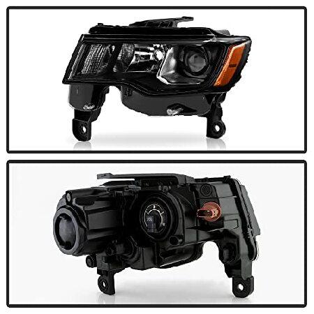 ACANII - For [Halogen Model] 2017-2021 Jeep Grand Cherokee Black Housing Projector Headlights Headlamps Pair Left+Rightの画像