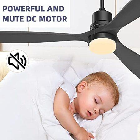 大勧め Obabala 52´´Gray Ceiling Fan with LED Light Remote Control Modern Ceiling Fan 3 Walnut Wood Blades -6 Speeds -Reversible Quiet DC Motor and Matte Blac