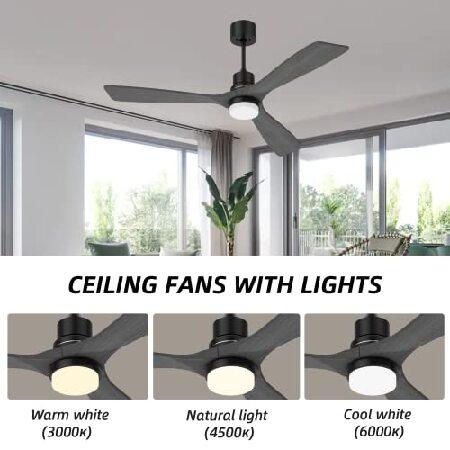大勧め Obabala 52´´Gray Ceiling Fan with LED Light Remote Control Modern Ceiling Fan 3 Walnut Wood Blades -6 Speeds -Reversible Quiet DC Motor and Matte Blac