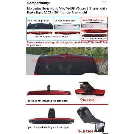 Third 3rd Brake Light Reversing Camera Brake lamp Parking Camera Replacement for Mercedes Benz Viano Vito W639 Van 3 VW Crafter Dritte 3 ab Transporteの画像