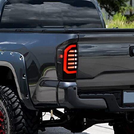 New Upgraded LED Tail Lights Assembly for Tacoma 16-23, KEWISAUTO Smoked Black LED Taillights Brake Rear Lamps Parking Light for Toyota Tacoma 2016-20の画像