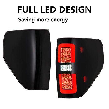 YUFANYA LED Tail Lights For 2009-2014 Ford F150，Full LED Design Smoked Tail Lights Assembly Black Housing Brake Reverse Lights， Driver ＆Passenger Sid_1