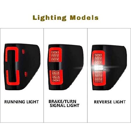 YUFANYA LED Tail Lights For 2009-2014 Ford F150，Full LED Design Smoked Tail Lights Assembly Black Housing Brake Reverse Lights， Driver ＆Passenger Sid_3