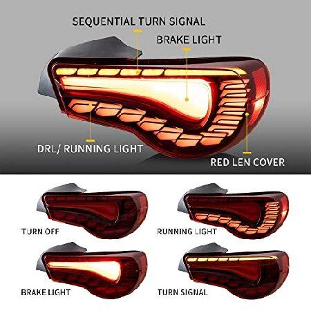 VLAND OLED Red Tail Lights Compatible For [Toyota 86 GT86 2012-2020 / Subaru BRZ 2013-2020 / Scion FR-S 2013-2020] With Dragon Scales Dynamic Runningの画像