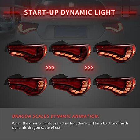 VLAND OLED Red Tail Lights Compatible For [Toyota 86 GT86 2012-2020 / Subaru BRZ 2013-2020 / Scion FR-S 2013-2020] With Dragon Scales Dynamic Runningの画像