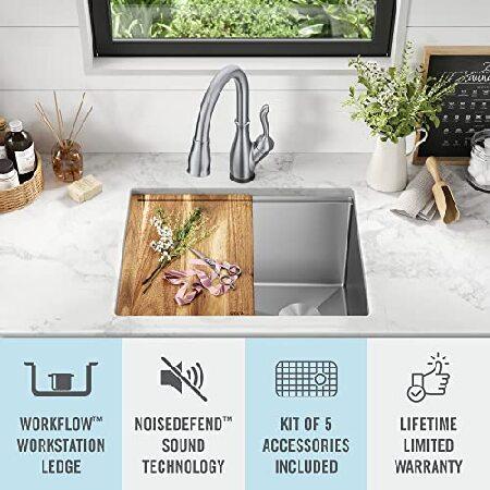 DELTA　FAUCET　95B9132-24SL-SS　with　Undermount　Workstation　Sink　Gauge　Steel　Laundry　WorkFlow　Single　Lorelai　Utility　16　Ledge　Kitchen　Bowl　and　Stainless