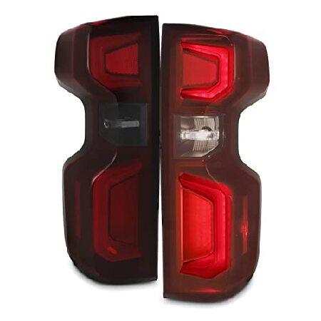 AKKON - Fits 2019 2020 2021 2022 Chevy Silverado 1500 [Incandescent Type] LED Dark Red Tail Lights Brake Lamp Pair Driver+Passengerの画像