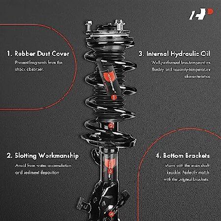 A-Premium フロントペア (2) ショックコンプリートストラット＆コイルスプリングアセンブリ ホンダシビック 2012 2013 L4 1.8Lクーペ、ドライバーと助手席側、交の画像