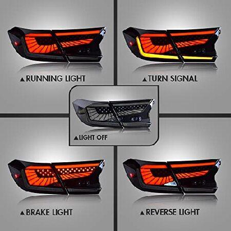 New Taillights for 2018-2022 Honda Accord Tail Lights 2019 Ver Accessories V3 RGB Smoke Brake Light Assembly Led Sequential Turn Signal Dynamic Startuの画像