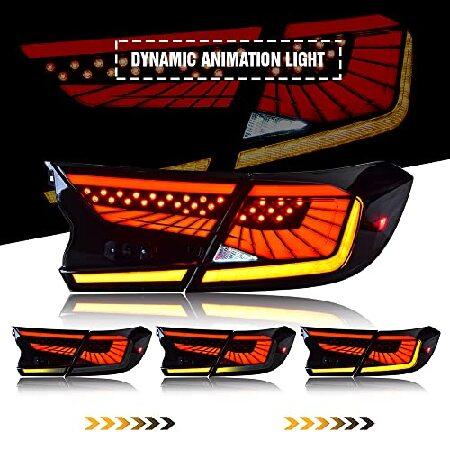 New Taillights for 2018-2022 Honda Accord Tail Lights 2019 Ver Accessories V3 RGB Smoke Brake Light Assembly Led Sequential Turn Signal Dynamic Startuの画像