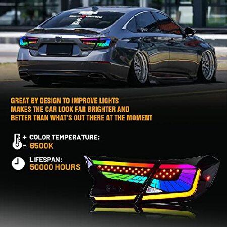 New Taillights for 2018-2022 Honda Accord Tail Lights 2019 Ver Accessories V3 RGB Smoke Brake Light Assembly Led Sequential Turn Signal Dynamic Startuの画像