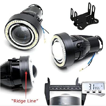 iJDMTOY 3-Inch Projector Fog Light Kit w/Black Shroud 40-SMD Xenon White LED Halo Ring Angle Rings, Universal Fit with Car SUV Truck ATV RV, etcの画像
