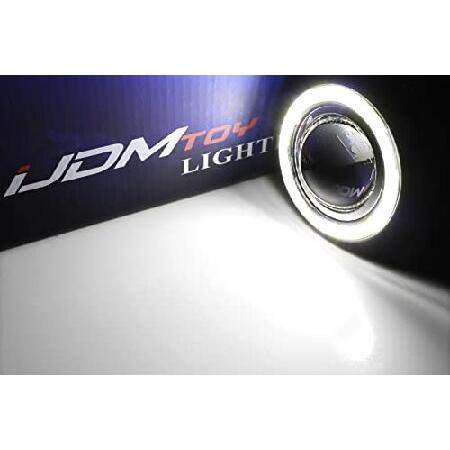 iJDMTOY 3-Inch Projector Fog Light Kit w/Black Shroud 40-SMD Xenon White LED Halo Ring Angle Rings, Universal Fit with Car SUV Truck ATV RV, etcの画像