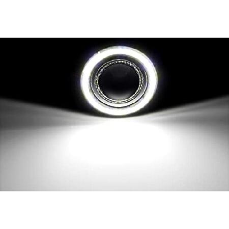 iJDMTOY 3-Inch Projector Fog Light Kit w/Black Shroud 40-SMD Xenon White LED Halo Ring Angle Rings, Universal Fit with Car SUV Truck ATV RV, etcの画像