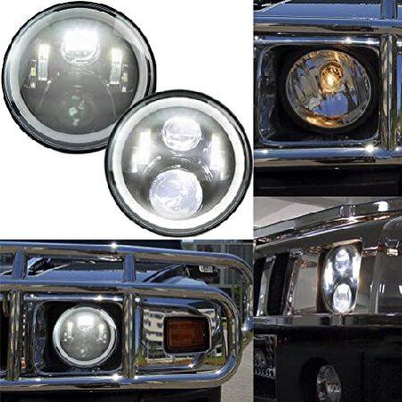 H2 LED Headlights Assembly For Hummer H2 2003 2004 2005 2006 2007 2008 2009 Front Bumper 7 Inch H/L Beam Halo Ring DRL Daytime Running Lamp Light LEDの画像