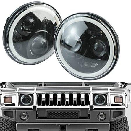 H2 LED Headlights Assembly For Hummer H2 2003 2004 2005 2006 2007 2008 2009 Front Bumper 7 Inch H/L Beam Halo Ring DRL Daytime Running Lamp Light LEDの画像