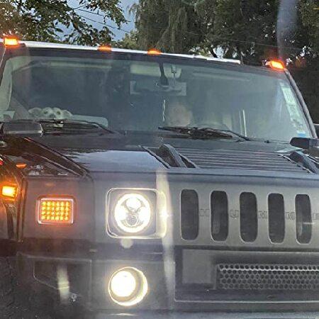 H2 LED Headlights Assembly For Hummer H2 2003 2004 2005 2006 2007 2008 2009 Front Bumper 7 Inch H/L Beam Halo Ring DRL Daytime Running Lamp Light LEDの画像