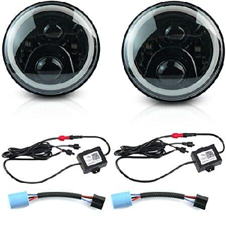 H2 LED Headlights Assembly For Hummer H2 2003 2004 2005 2006 2007 2008 2009 Front Bumper 7 Inch H/L Beam Halo Ring DRL Daytime Running Lamp Light LEDの画像