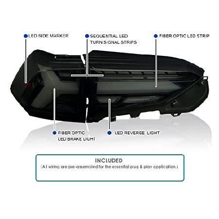 Spec-D Tuning Glossy Black Housing Dark Smoke Lens LED Sequential Tail Lights Compatible with 2019-2021 Toyota RAV4 Left + Right Pair Assemblyの画像