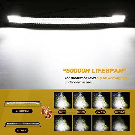 Auxbeam 42 Inch LED Light Bar, 240W Curved Amber White Strobe Lights, 6 Modes Spot Flood Combo Beam Fog Driving Light for Car Jeep Off Road SUV UTV wiの画像