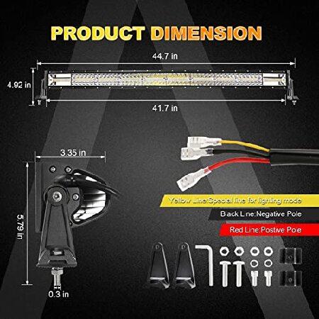 Auxbeam 42 Inch LED Light Bar, 240W Curved Amber White Strobe Lights, 6 Modes Spot Flood Combo Beam Fog Driving Light for Car Jeep Off Road SUV UTV wiの画像
