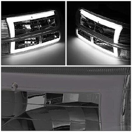 DNA MOTORING 4-HL-SILV99-DRL-SM-CL Pair of 3D LED L Running Lights Headlights ＆ Bumper Lights Compatible with 99-02 Silverado 1500 2500,Black/Clearの画像