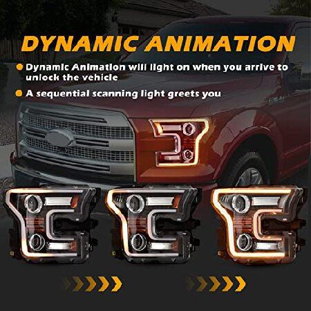 POKIAUTO Full LED Headlights for F-150 15-17, LED Projector Head Lamps Assembly with Switchback DRL Dynamic Animation Sequential Turn Signal for Ford_3