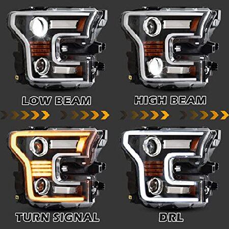 POKIAUTO Full LED Headlights for F-150 15-17, LED Projector Head Lamps Assembly with Switchback DRL Dynamic Animation Sequential Turn Signal for Ford_5