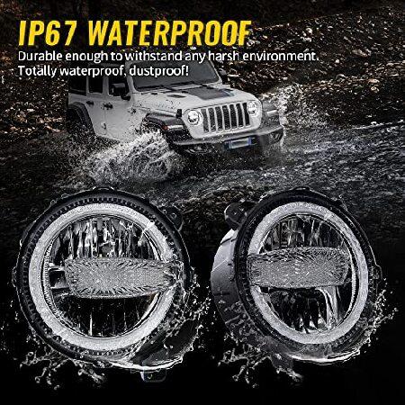 9 Inch LED Headlights Round Halo Headlight with DRL Compatible with 2018-2022 Jeep Wrangler JL JLU Gladiator JT High Low Beam Adjustable DOT Approvedの画像