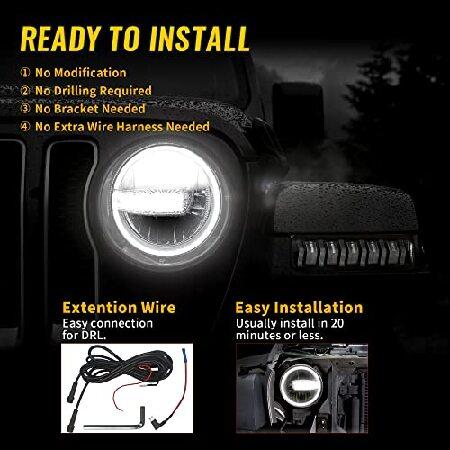 9 Inch LED Headlights Round Halo Headlight with DRL Compatible with 2018-2022 Jeep Wrangler JL JLU Gladiator JT High Low Beam Adjustable DOT Approvedの画像